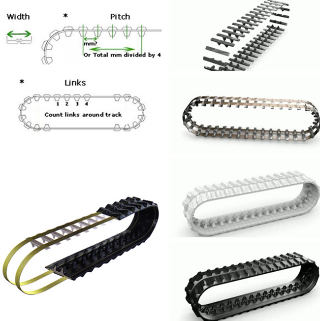 Lightweight Track Loader Rubber Tracks Low Noise 100mm Pitch Ajustable Size
