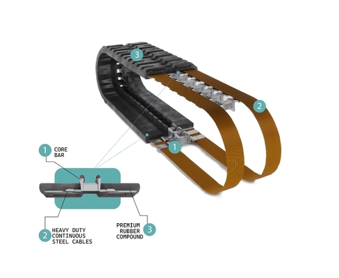 350x55x38  Black Excavator Rubber Track with 90kg/pc Weight